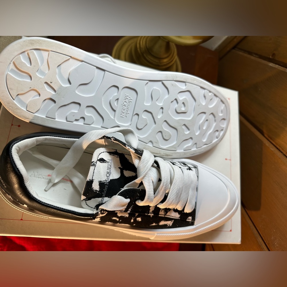 NEW Alexander McQueen Men's Graffiti Logo Plimsoll Sneakers Sz 12.5 for $400.